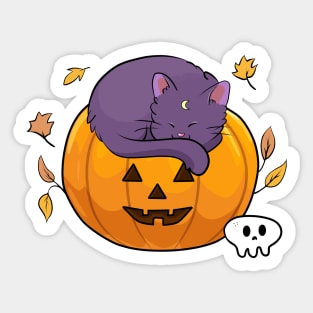 Halloween kitty with pumkin Sticker